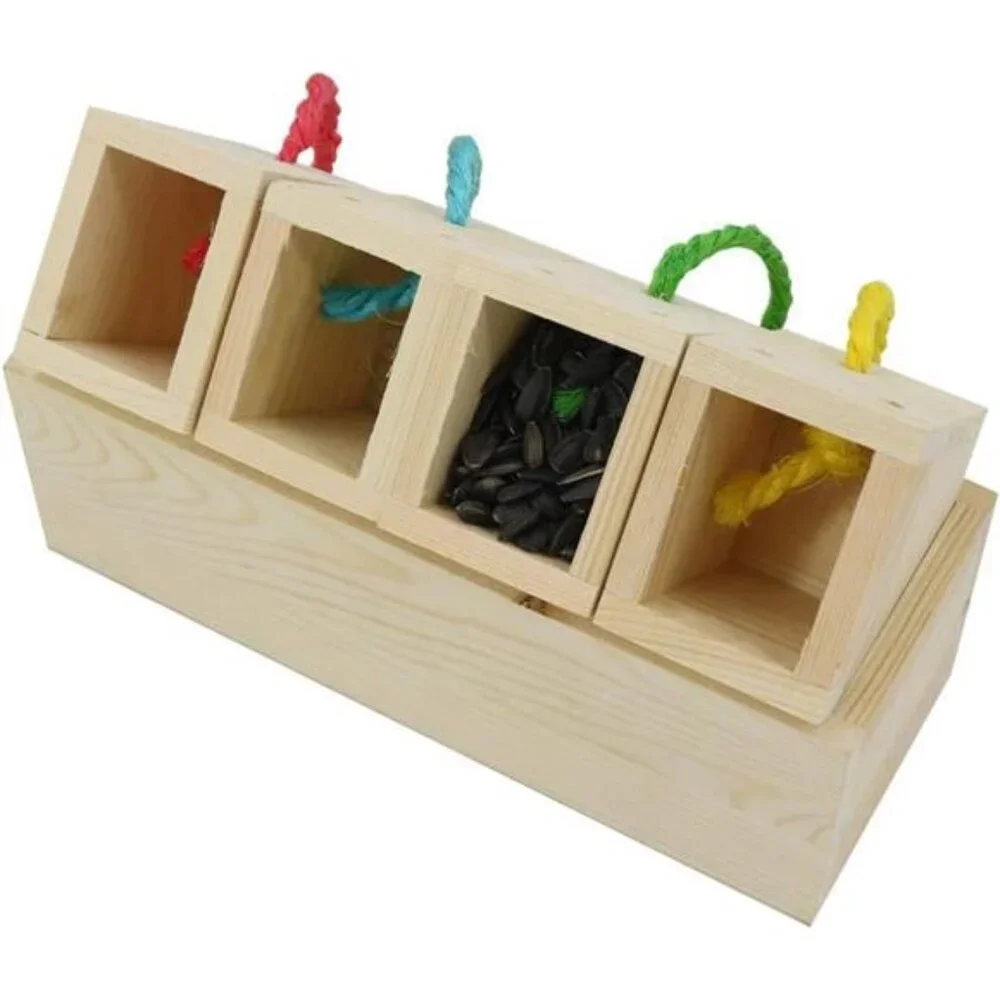 Wooden Bird Foraging Feeder Toys, Intelligence Toys for Medium and Large Parrots